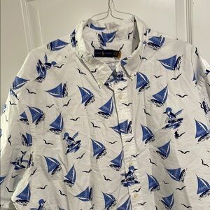 Polo by Ralph Lauren Men's White and Blue Sailboat Shirt